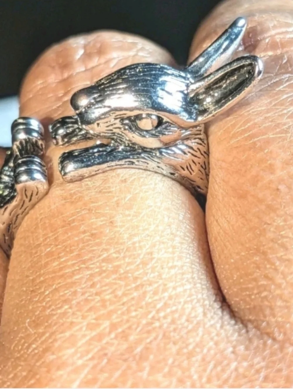 Silvery Bunny Wrap Ring - Animal Adjustable Band